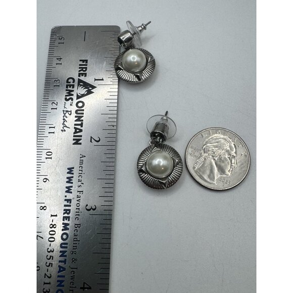 Stunning Givenchy Faux Pearl And Crystals  Silver Tone Bracelet And Earrings Set - Picture 11 of 15